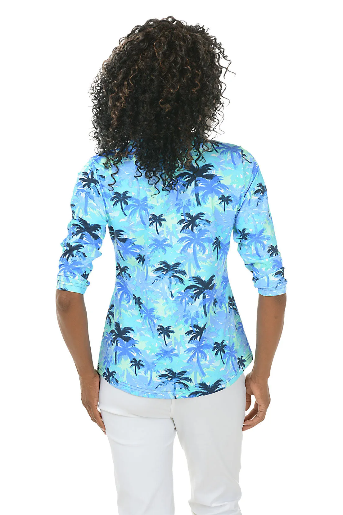 Palm Grove Ruffle Neck UPF50  Top