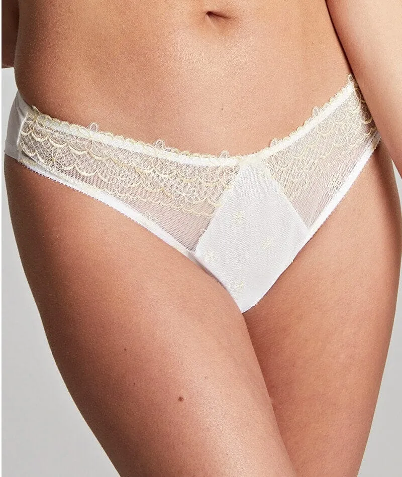 Panache Blossom Brazilian Brief - White / Lemon