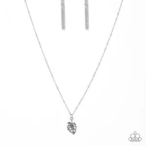 Paparazzi Palm Tree Retreat Silver Necklace & Earrings Set