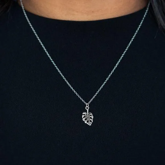 Paparazzi Palm Tree Retreat Silver Necklace & Earrings Set