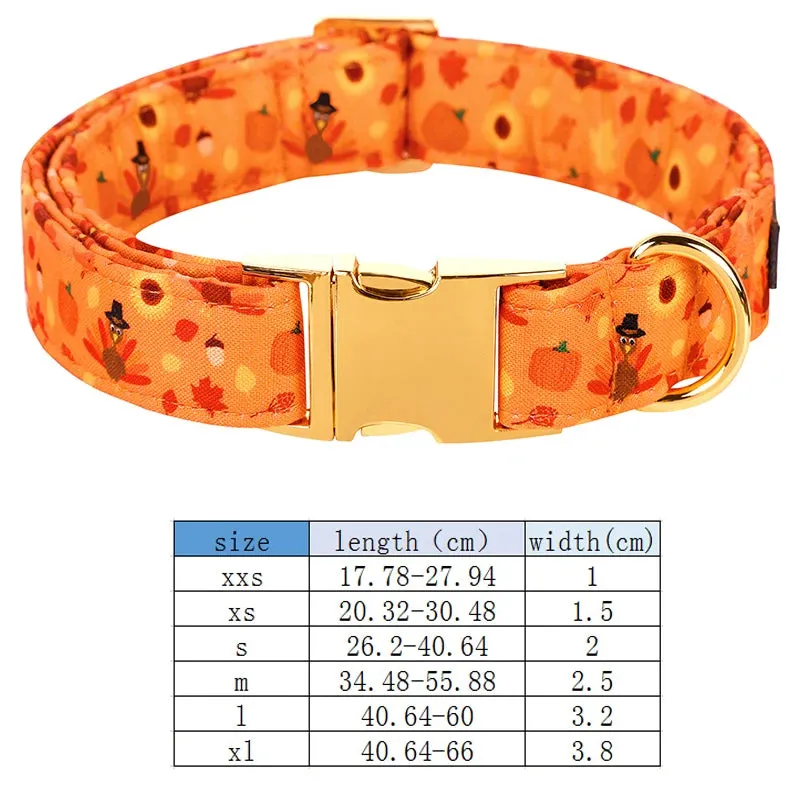 Personalized Pumpkin Dog Collar with Bowtie flower | Customized Autumn Collar for Dogs