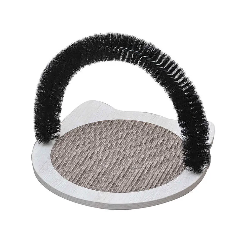 Petpals Wooden Cat Brush Scratching Pad with Arch Cat Groomer
