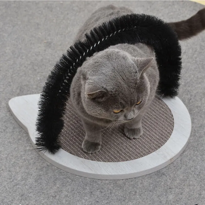 Petpals Wooden Cat Brush Scratching Pad with Arch Cat Groomer