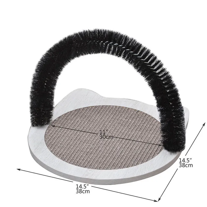 Petpals Wooden Cat Brush Scratching Pad with Arch Cat Groomer