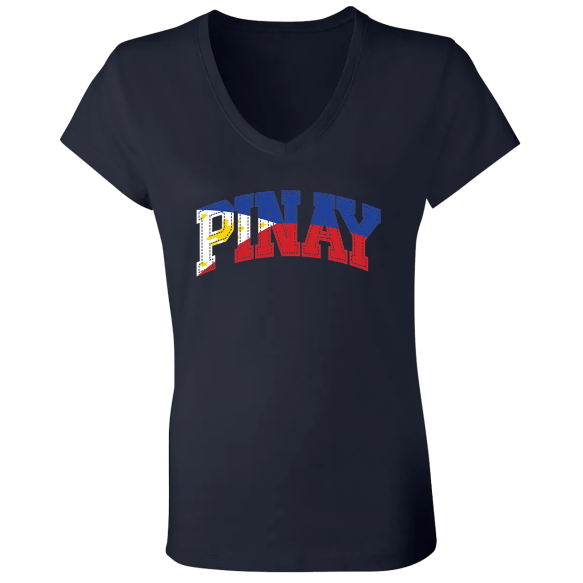 Pinay with Flag Embedded Ladies' Jersey V-Neck T-Shirt
