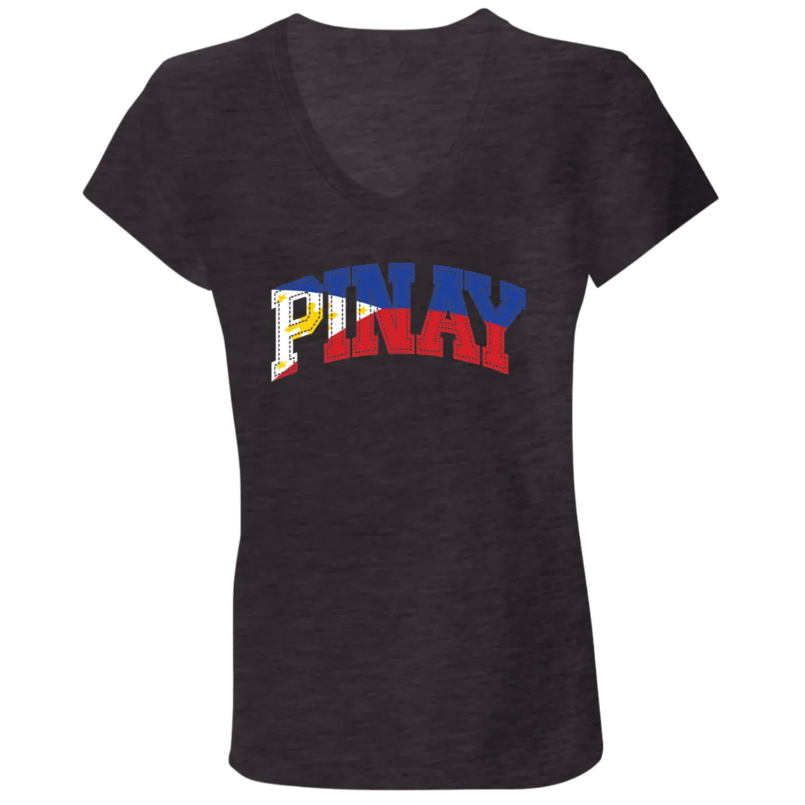 Pinay with Flag Embedded Ladies' Jersey V-Neck T-Shirt