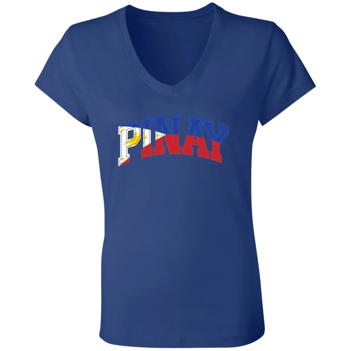 Pinay with Flag Embedded Ladies' Jersey V-Neck T-Shirt