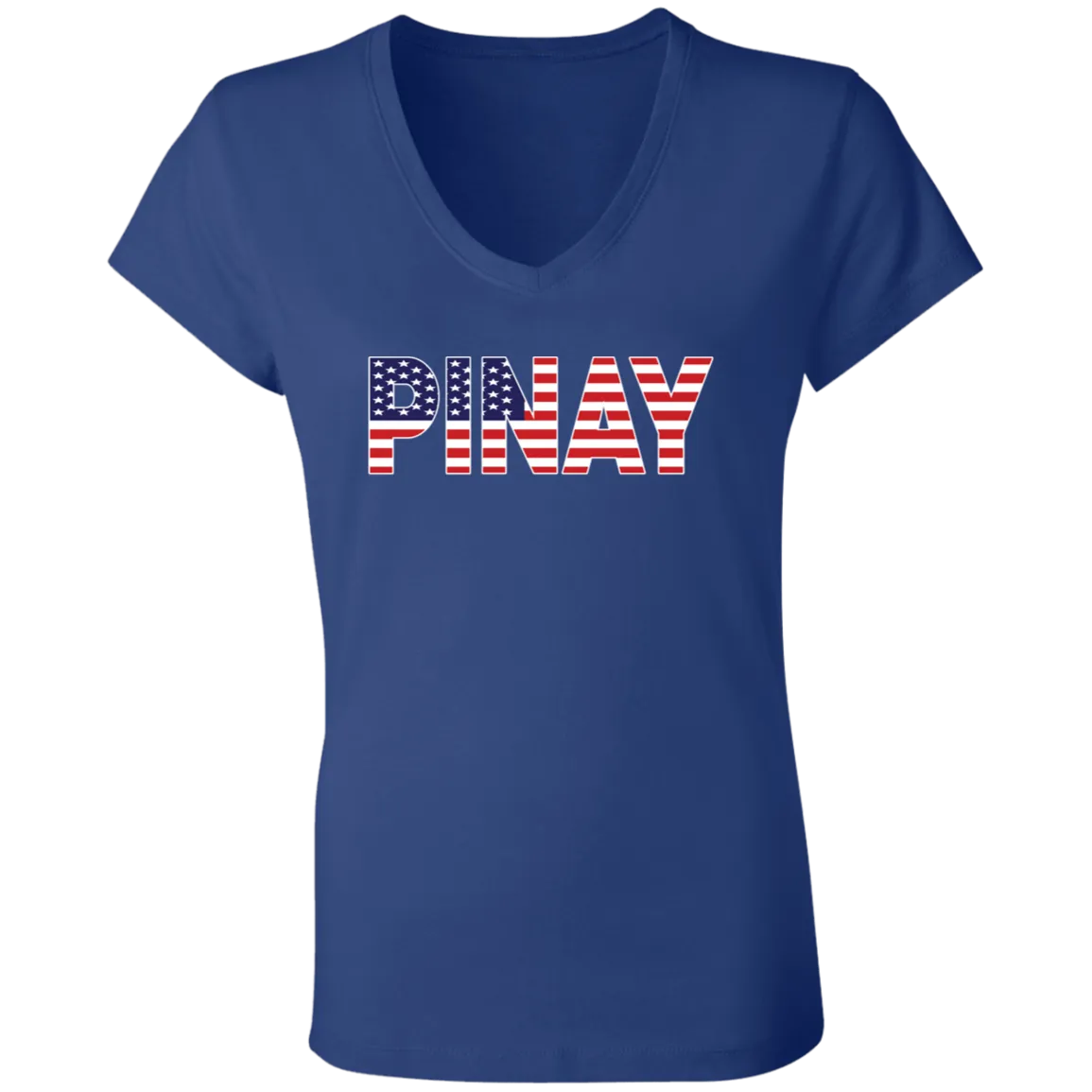 Pinay with US Flag Embedded Ladies' Jersey V-Neck T-Shirt