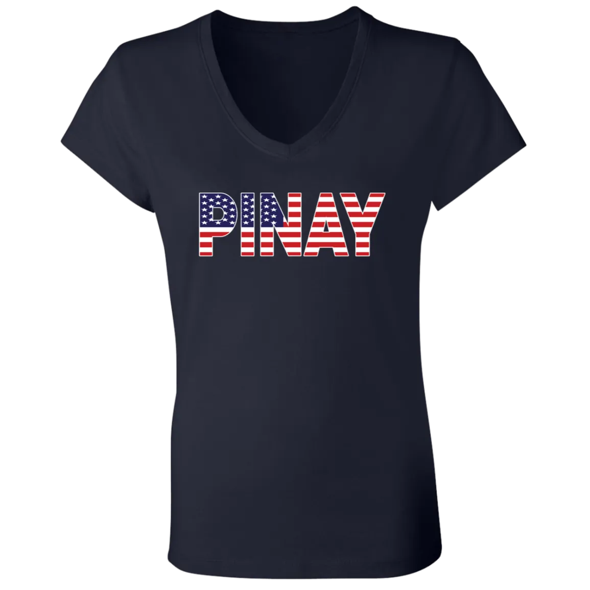 Pinay with US Flag Embedded Ladies' Jersey V-Neck T-Shirt