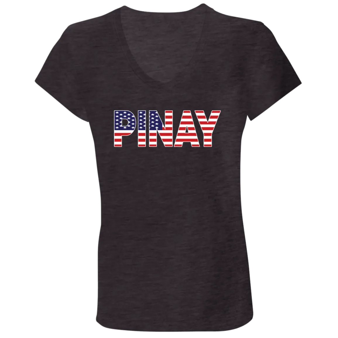 Pinay with US Flag Embedded Ladies' Jersey V-Neck T-Shirt