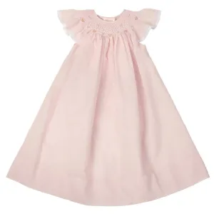 Pink Batiste with White Smocked Angel Sleeve Lacy Bishop