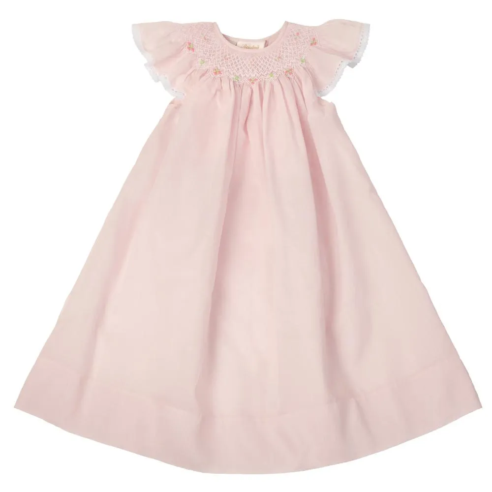 Pink Batiste with White Smocked Angel Sleeve Lacy Bishop