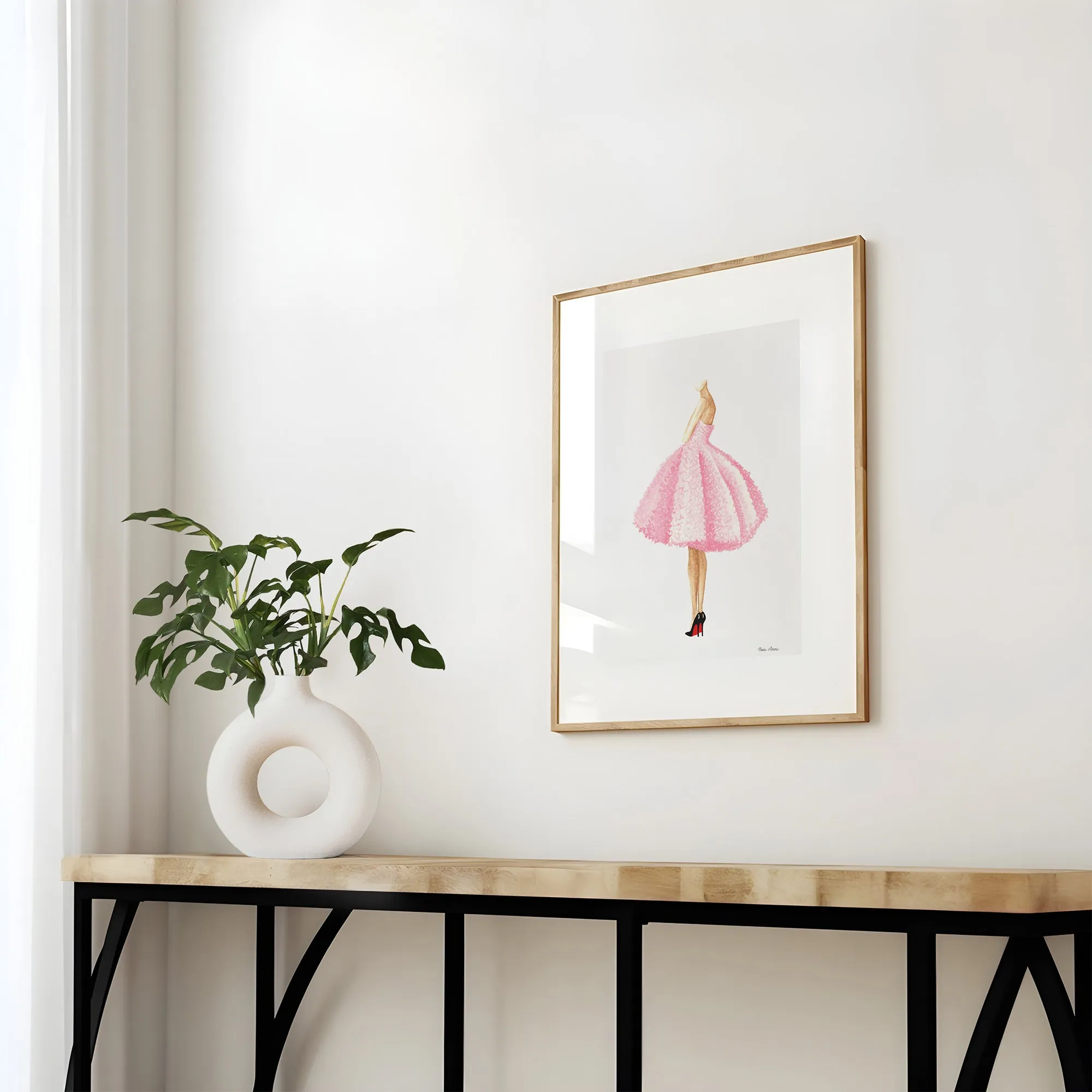 Pink Dress Fashion Illustration Watercolor Art Print