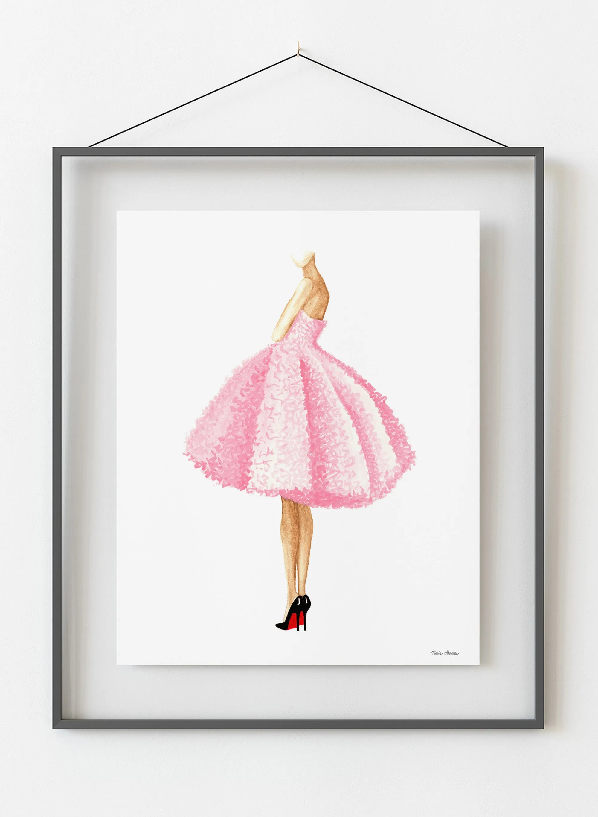 Pink Dress Fashion Illustration Watercolor Art Print