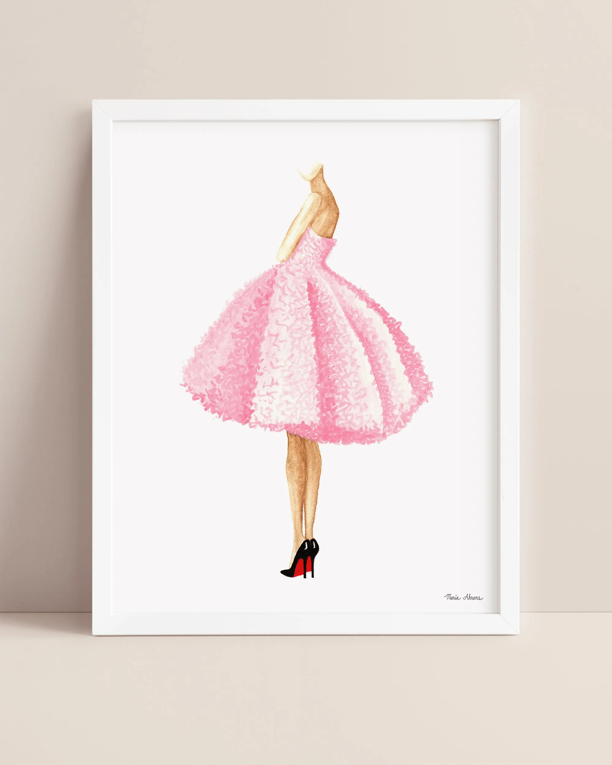 Pink Dress Fashion Illustration Watercolor Art Print