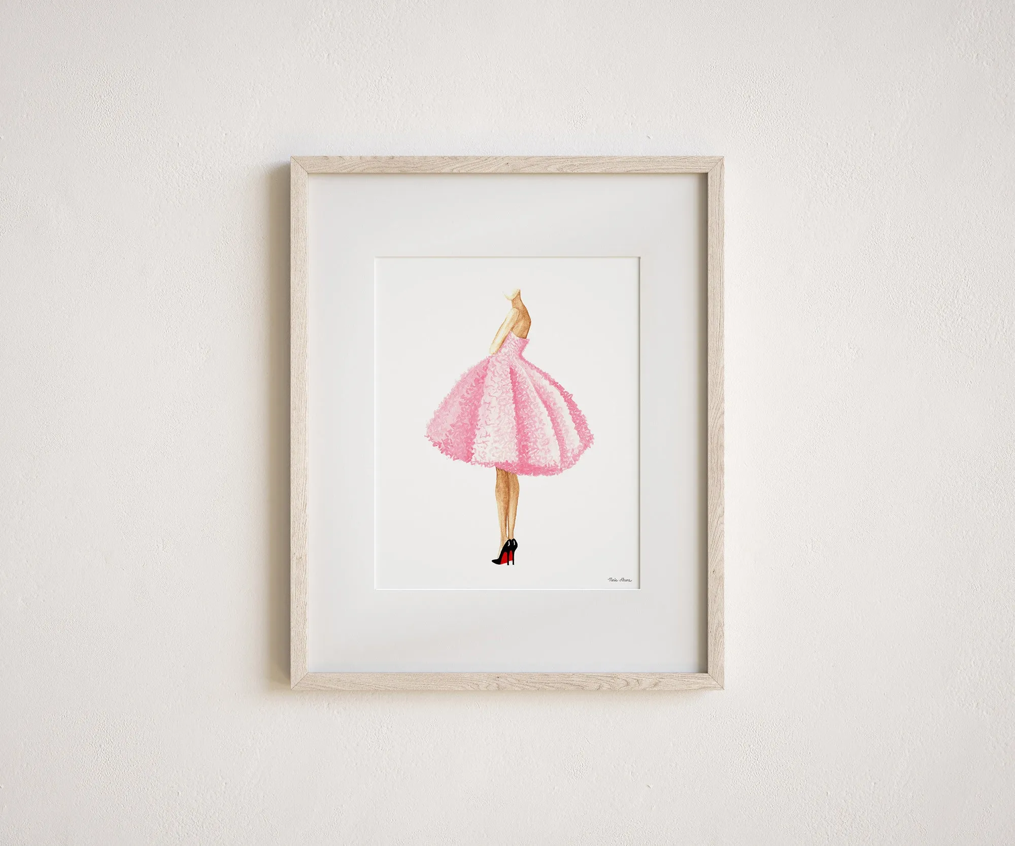 Pink Dress Fashion Illustration Watercolor Art Print