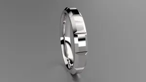 Polished Sterling Silver 4mm Beveled Edge Segmented Wedding Band