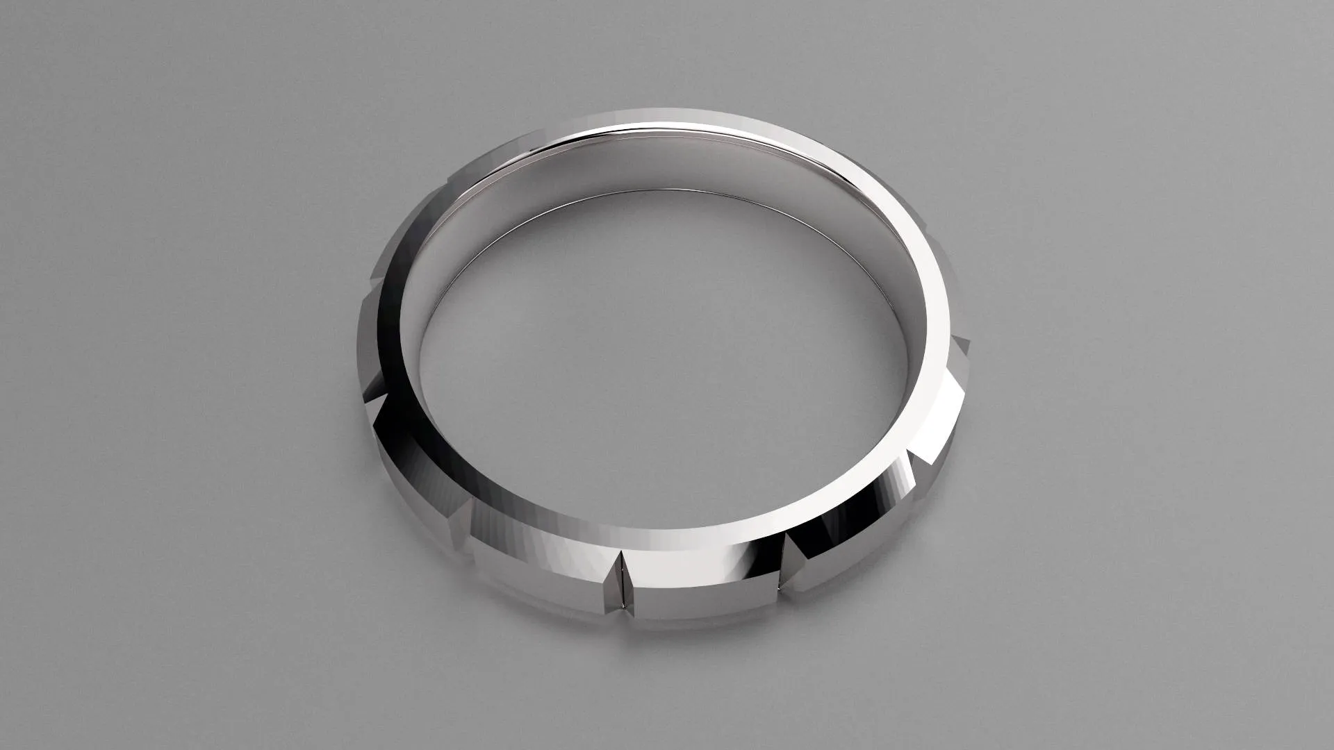Polished Sterling Silver 4mm Beveled Edge Segmented Wedding Band