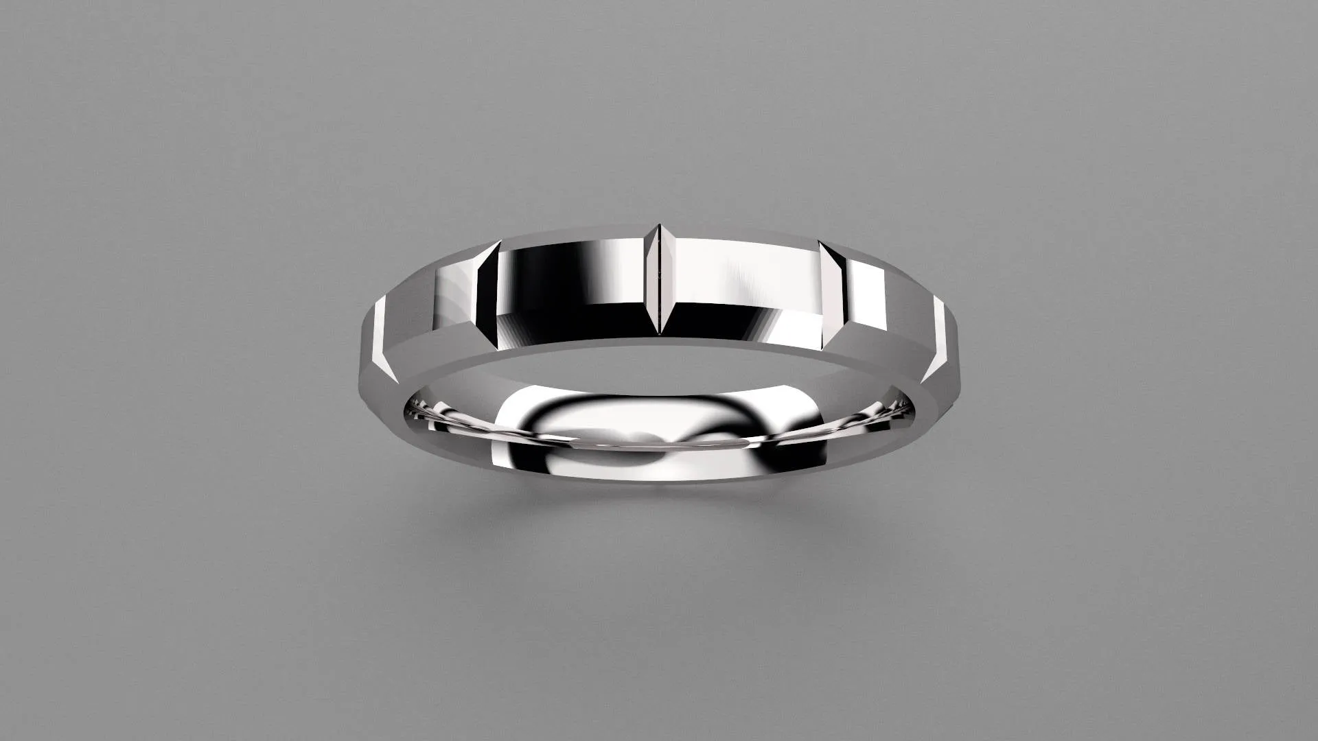 Polished Sterling Silver 4mm Beveled Edge Segmented Wedding Band