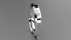 Polished Sterling Silver 4mm Beveled Edge Wedding Band