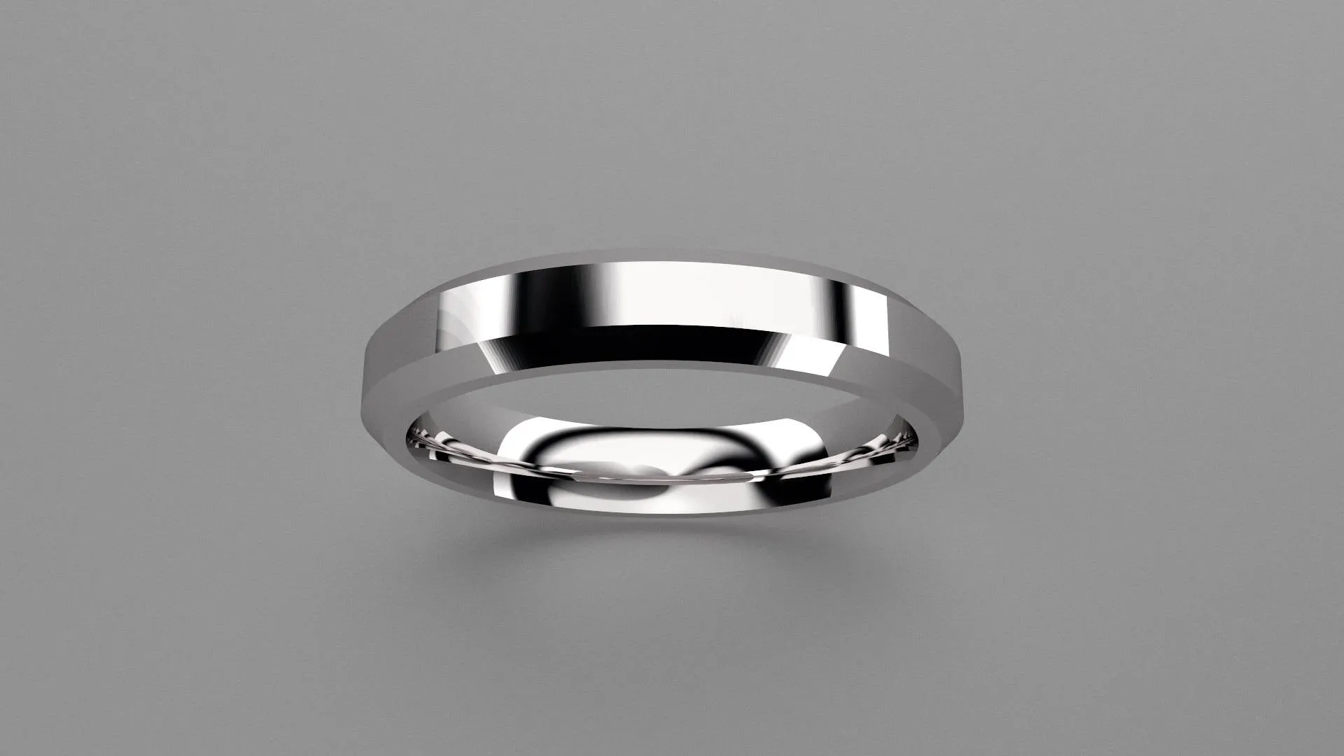 Polished Sterling Silver 4mm Beveled Edge Wedding Band