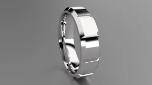 Polished Sterling Silver 6mm Beveled Edge Segmented Wedding Band