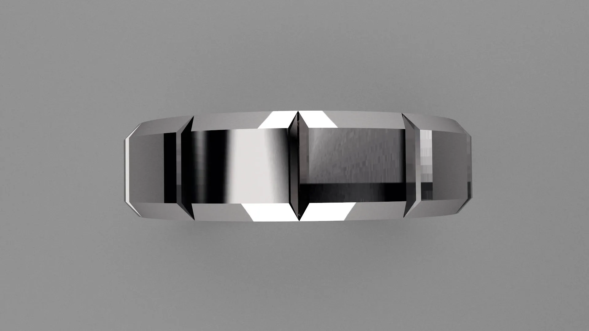 Polished Sterling Silver 6mm Beveled Edge Segmented Wedding Band
