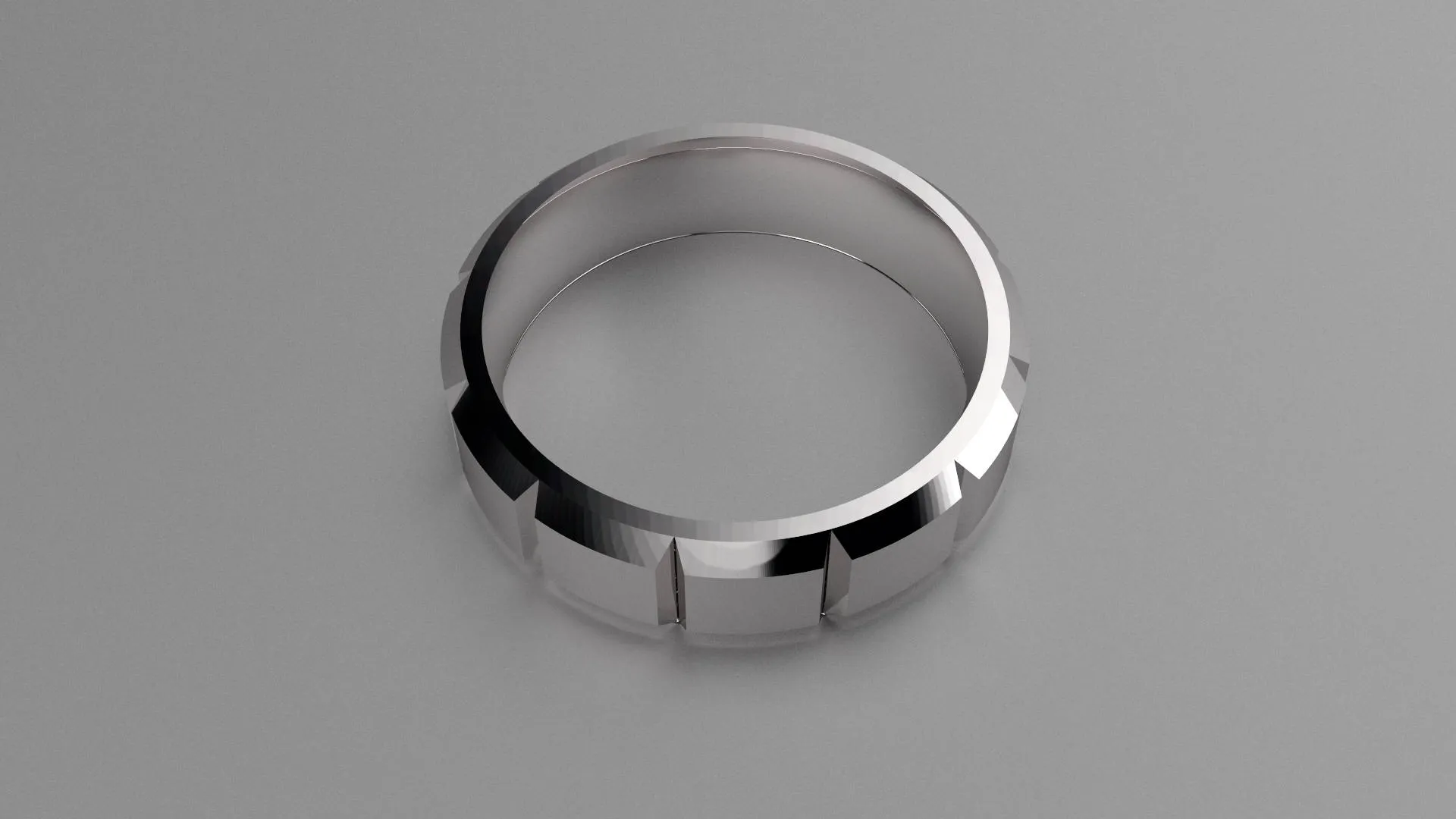 Polished Sterling Silver 6mm Beveled Edge Segmented Wedding Band