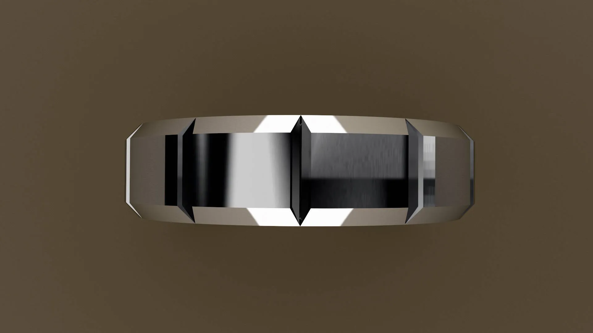 Polished White Gold 6mm Beveled Edge Segmented Wedding Band