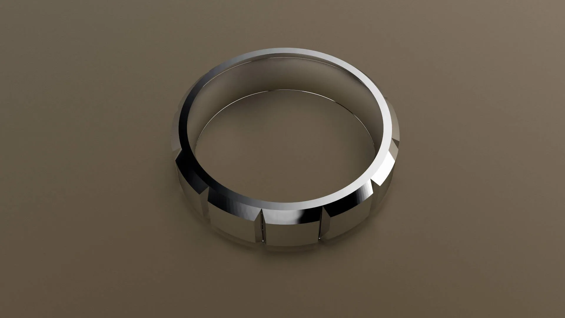 Polished White Gold 6mm Beveled Edge Segmented Wedding Band