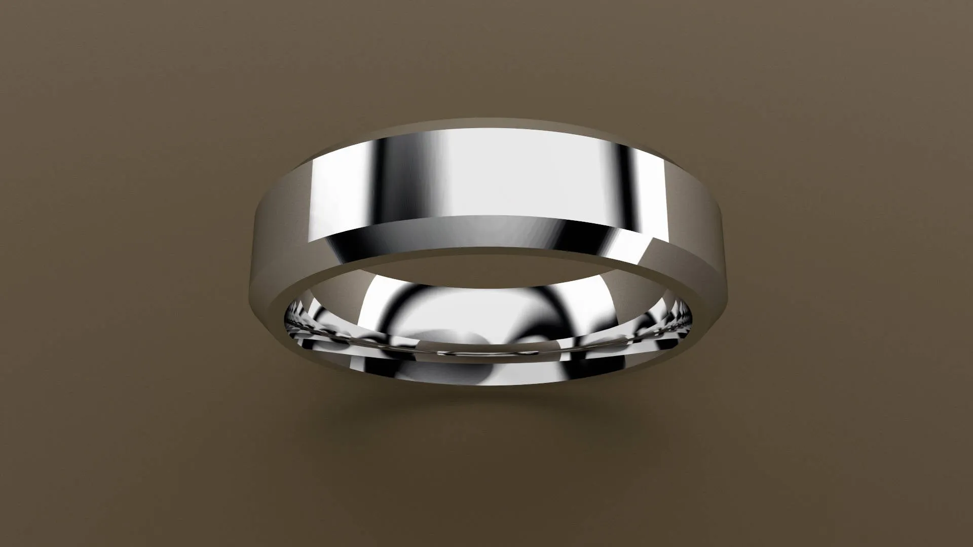 Polished White Gold 6mm Beveled Edge Wedding Band