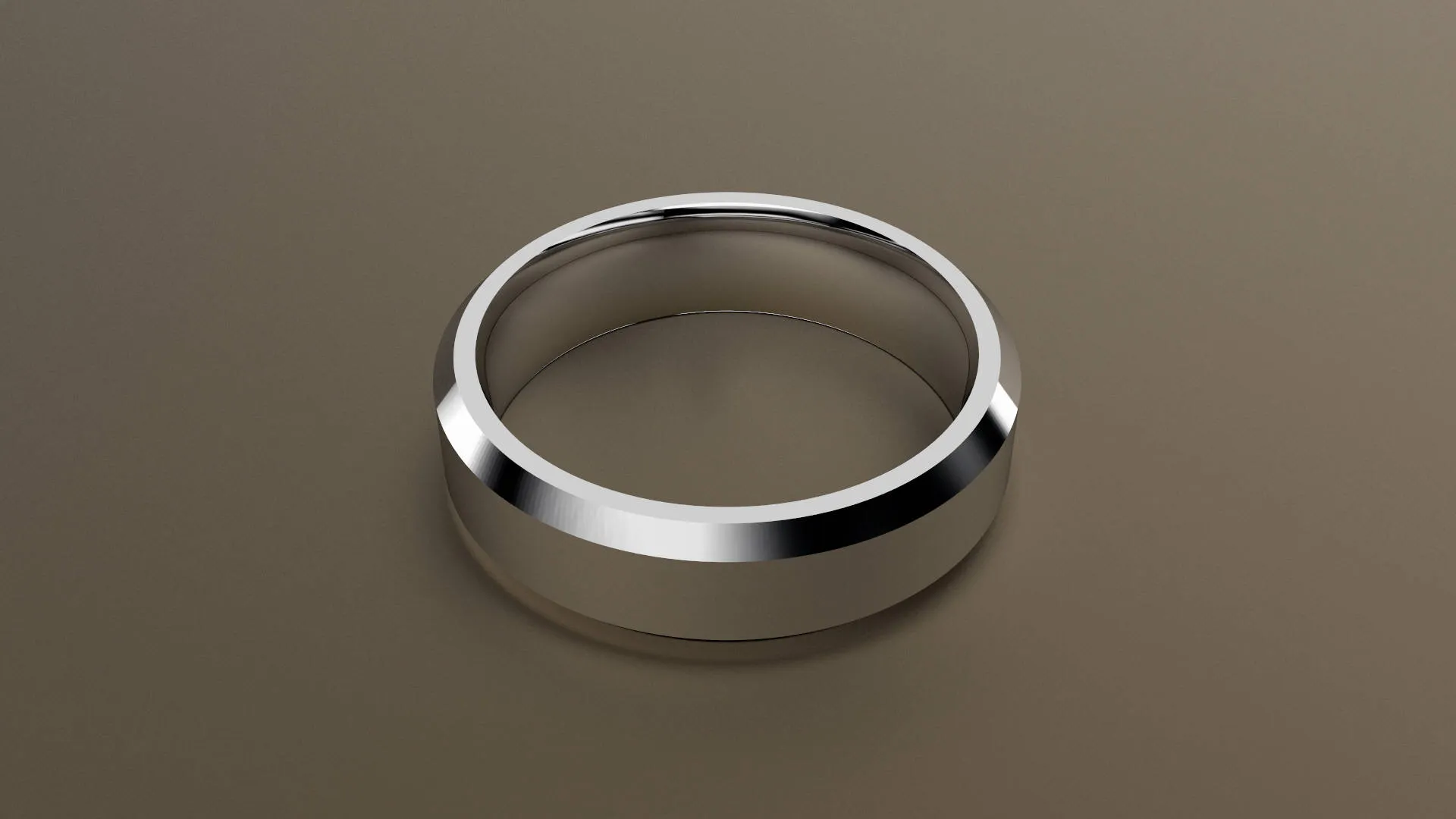 Polished White Gold 6mm Beveled Edge Wedding Band