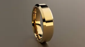Polished Yellow Gold 6mm Beveled Edge Wedding Band