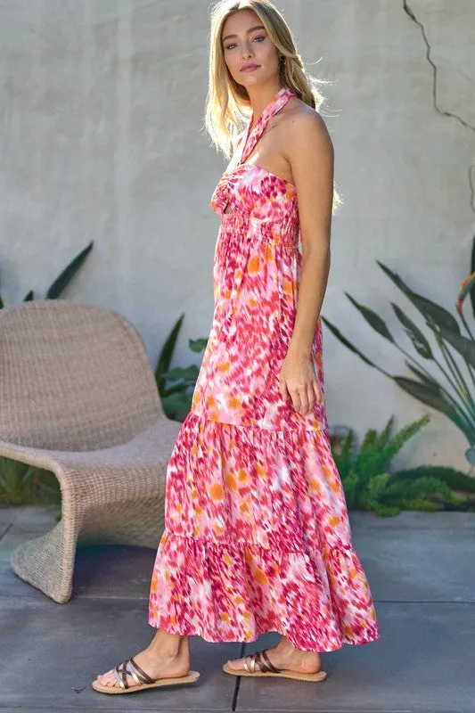 Printed Smocked Ruffle Maxi Dress by Davi and Dani