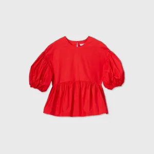 Prologue Women's Puff Short Sleeve Poplin Top 566812