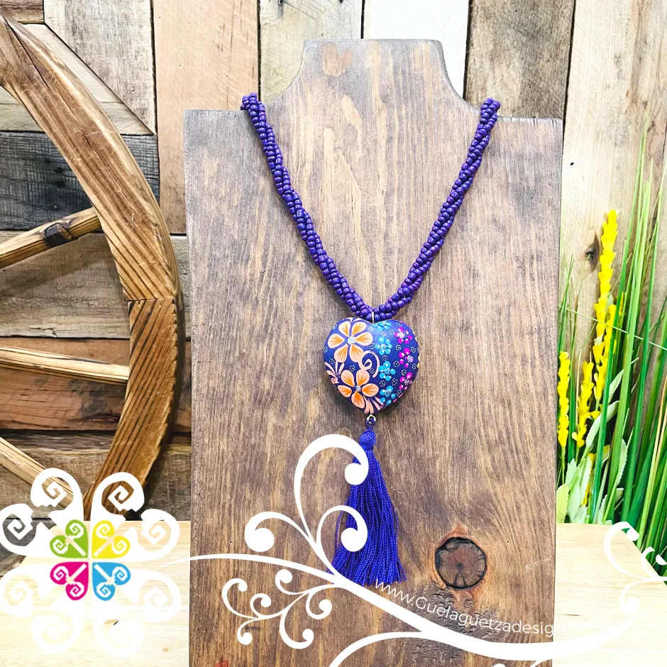 Purple Yoselin Heart Necklace - Artisan Necklace