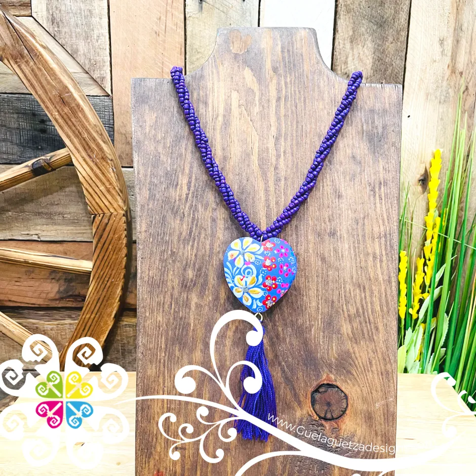 Purple Yoselin Heart Necklace - Artisan Necklace