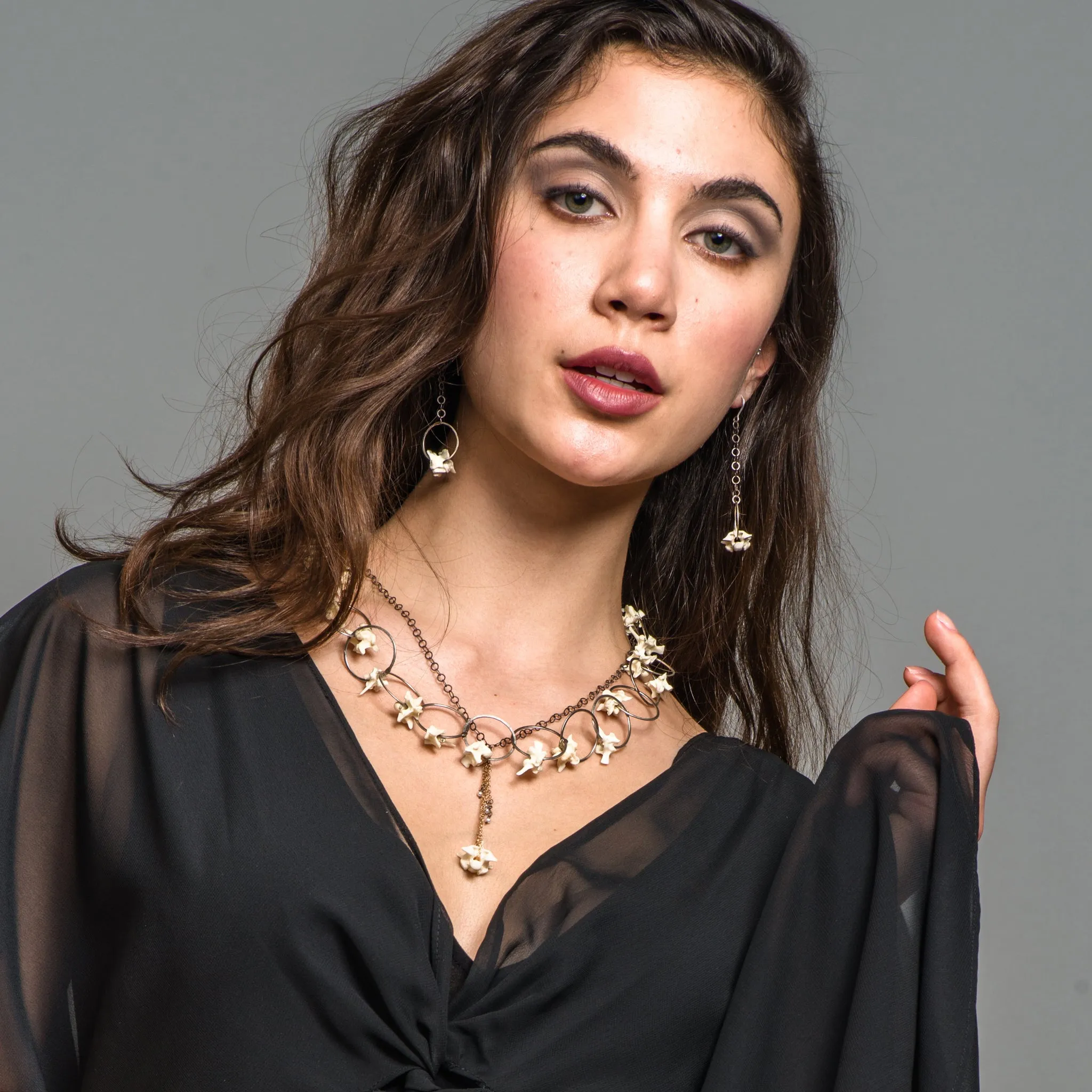 Python Vertebrae Necklace with Pearls
