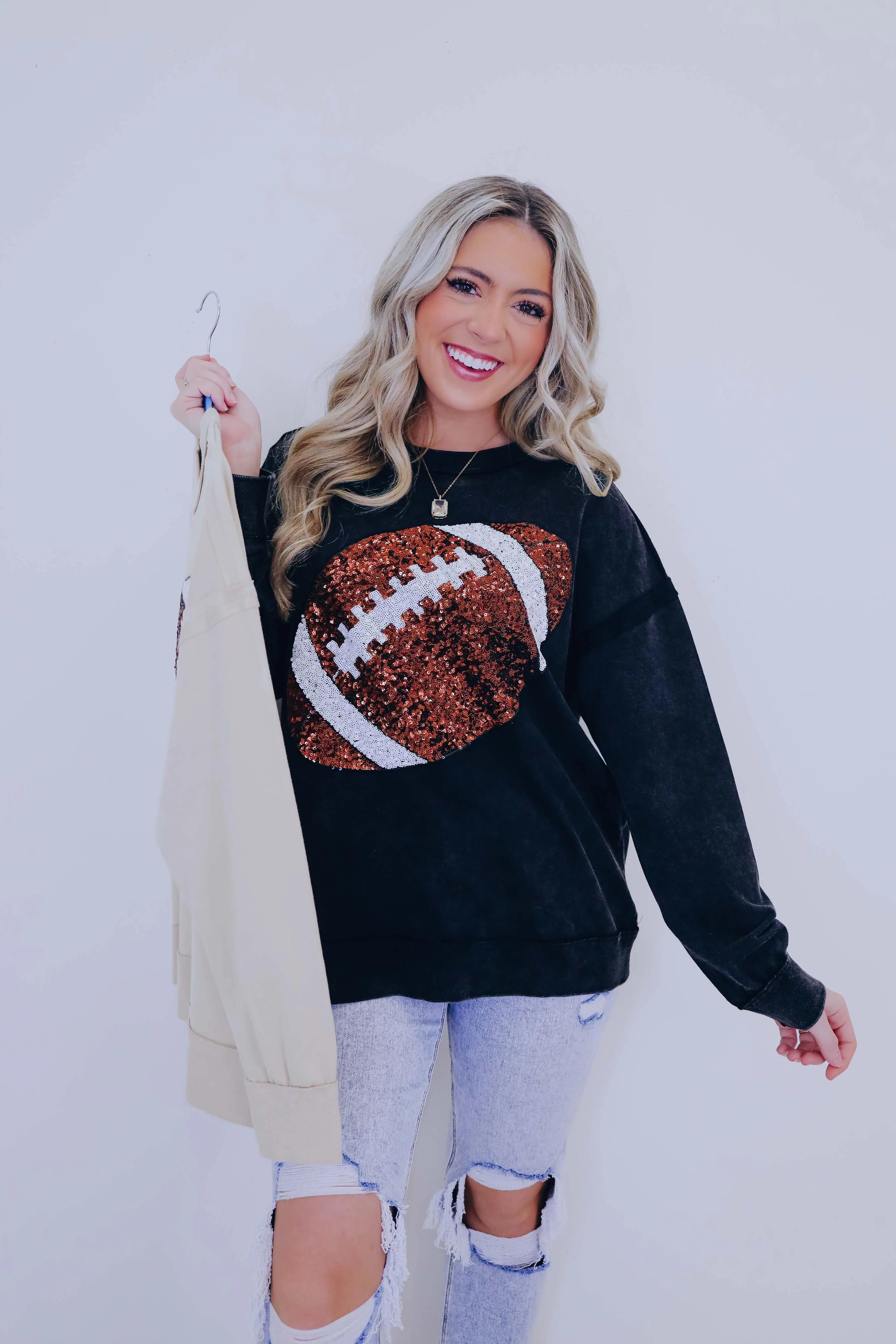 "Fall Means Football" Sequin Pullover Top - 2 Colors