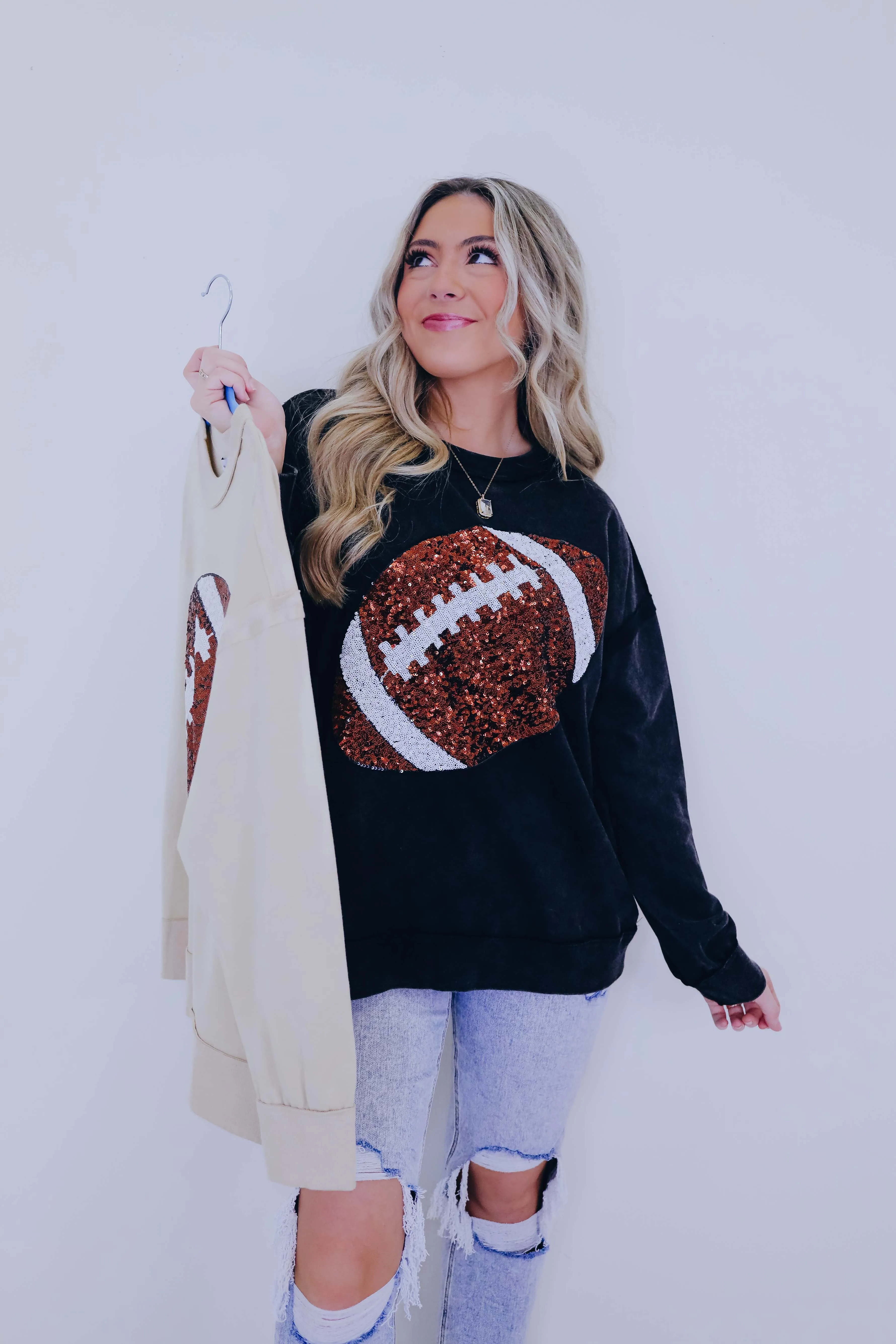 "Fall Means Football" Sequin Pullover Top - 2 Colors