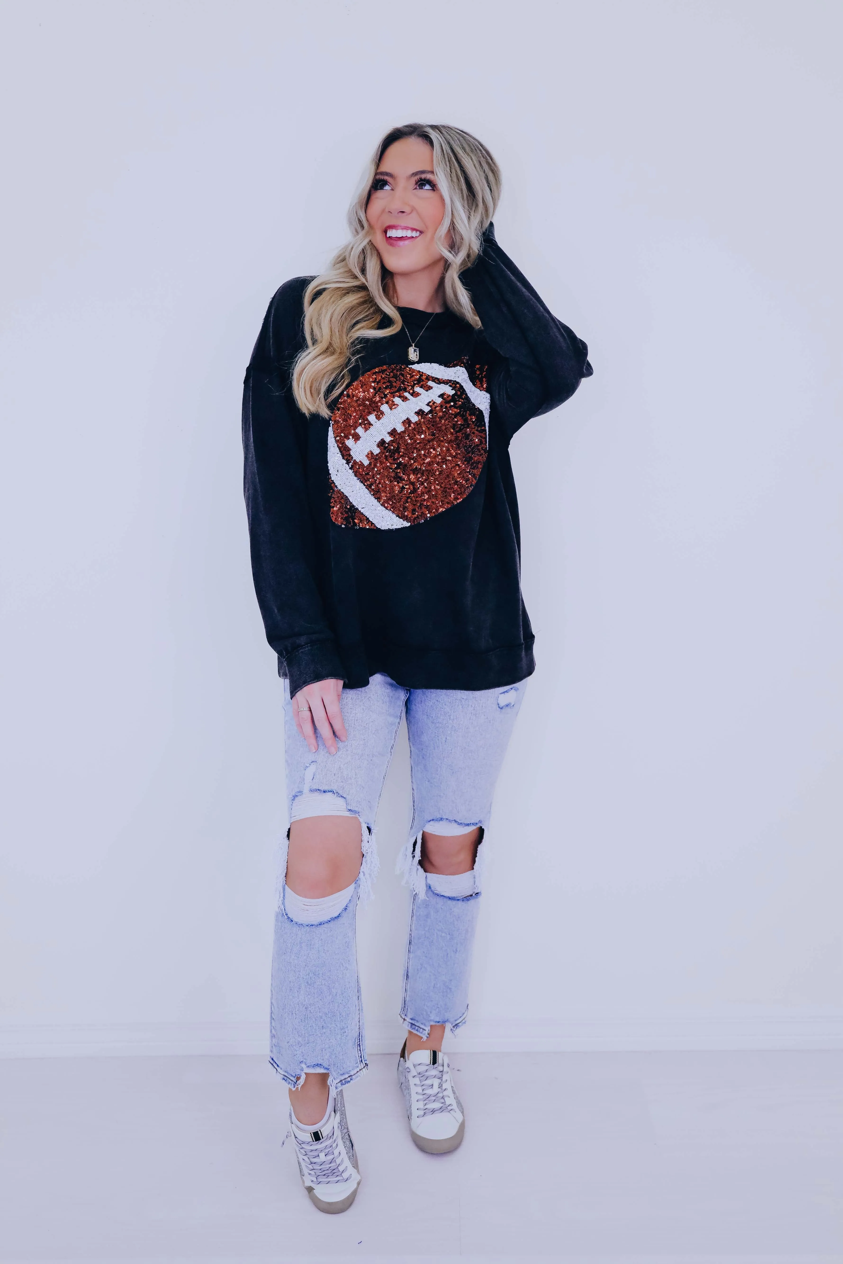 "Fall Means Football" Sequin Pullover Top - 2 Colors