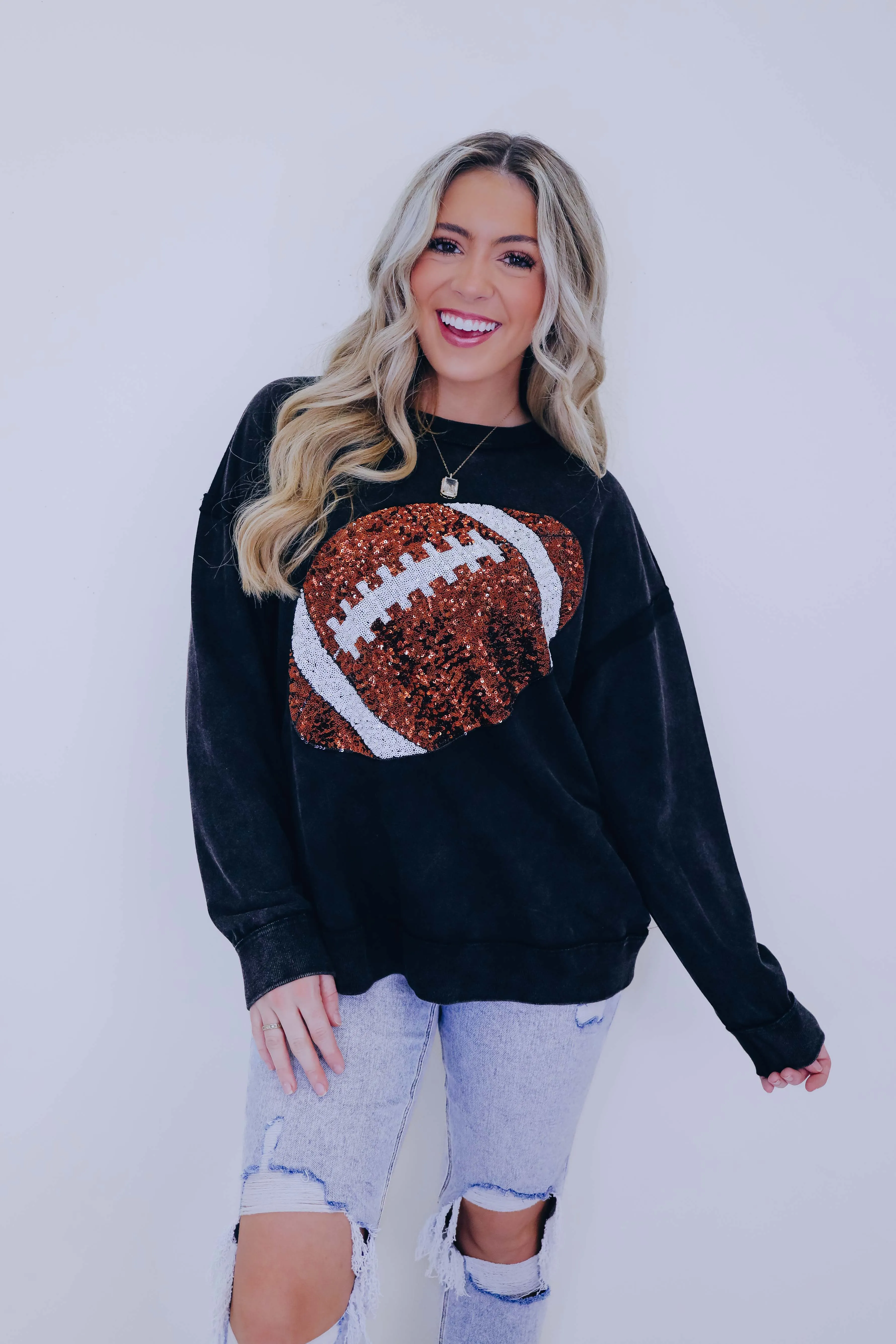 "Fall Means Football" Sequin Pullover Top - 2 Colors