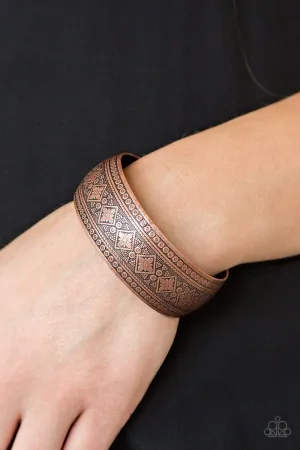 "Gorgeously Gypsy" Copper Metal Whimsical Floral Patterned Cuff Bracelet
