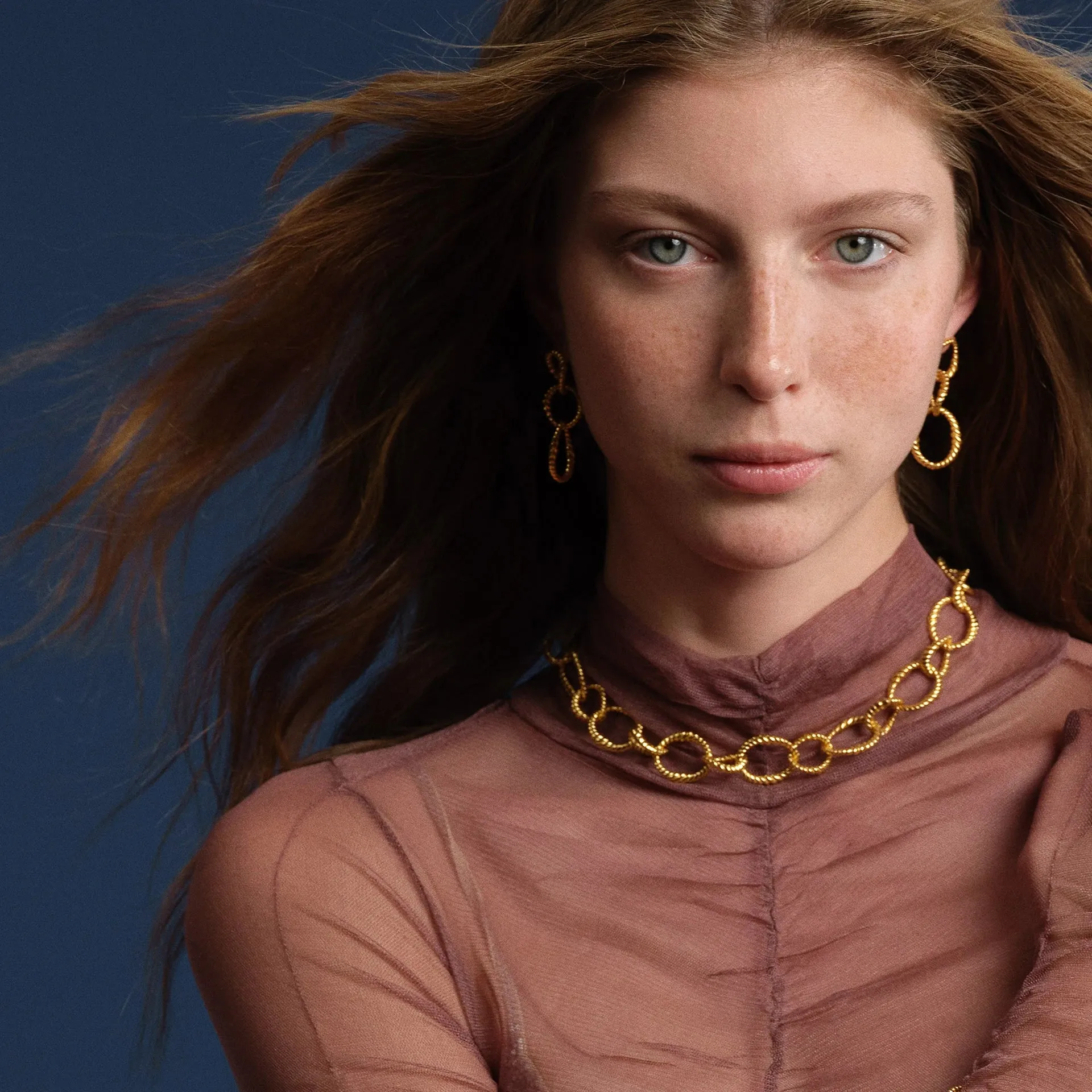 Ram’s Horn Spiral Chain Necklace - Gold-Plated over Bronze