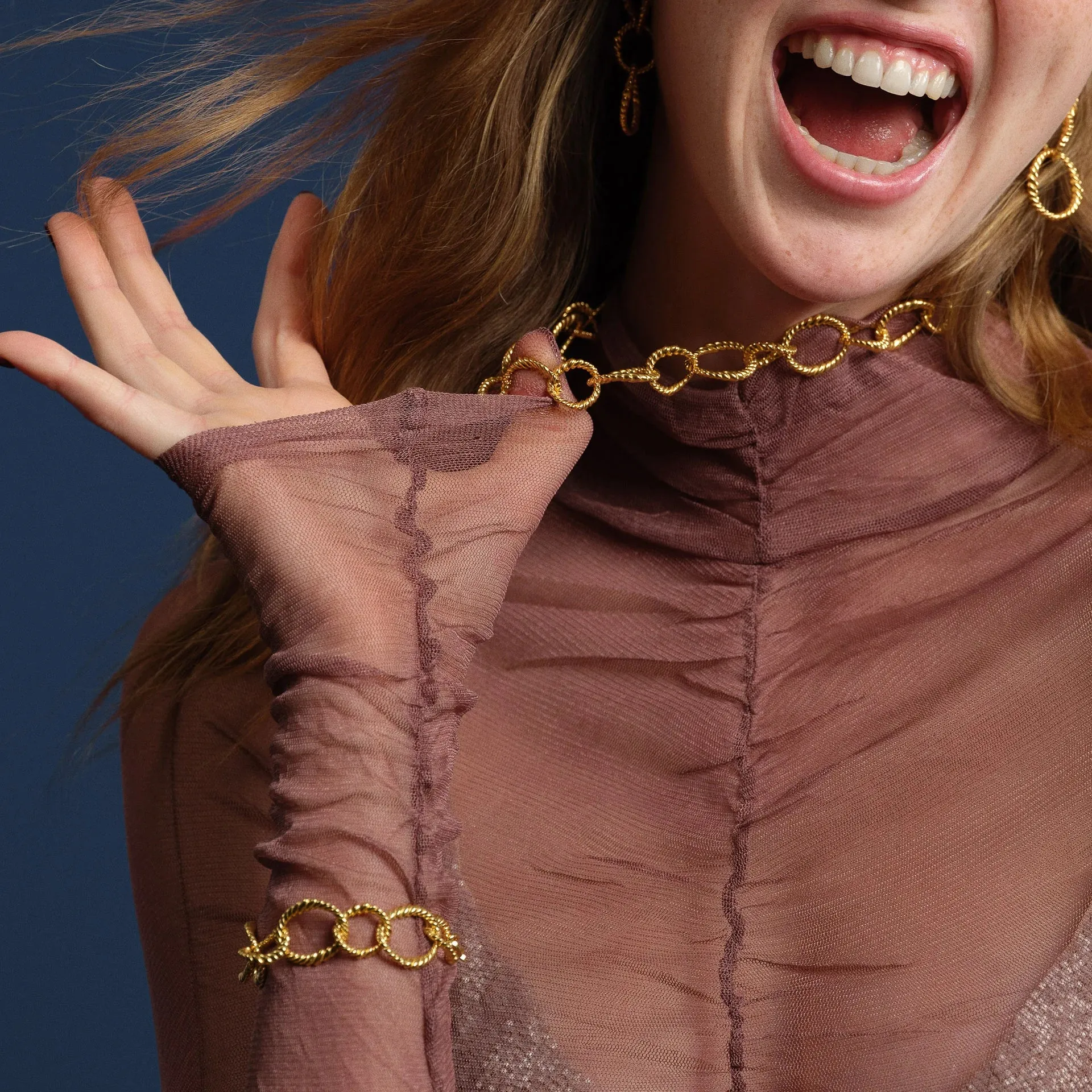 Ram’s Horn Spiral Chain Necklace - Gold-Plated over Bronze