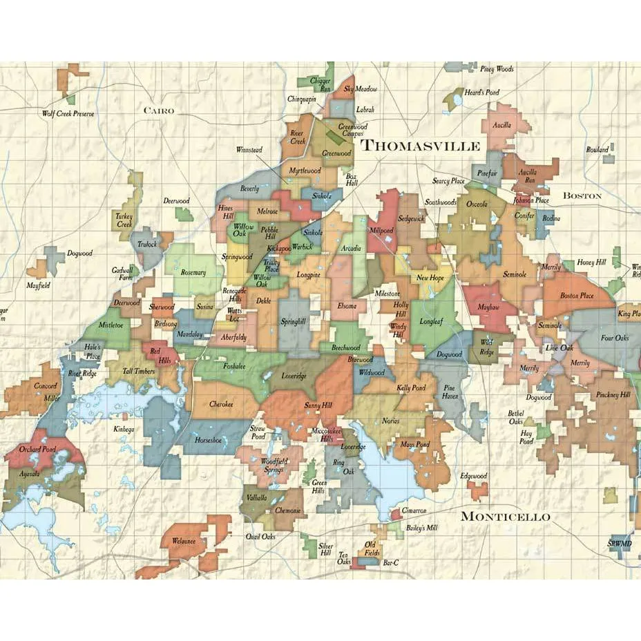Red Hills Watercolor Giclee Map, Quail art by David Lanier