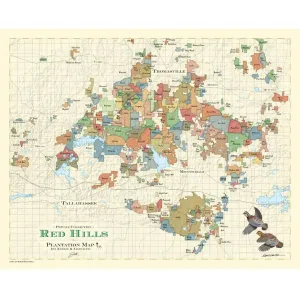 Red Hills Watercolor Giclee Map, Quail art by David Lanier