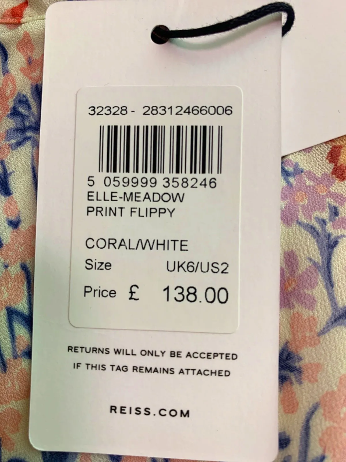 Reiss Coral White Elle-Meadow Print Flippy Skirt UK 6