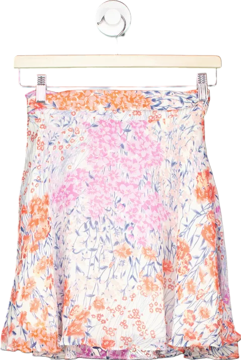 Reiss Coral White Elle-Meadow Print Flippy Skirt UK 6