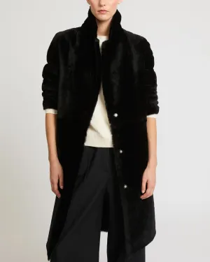 Reversible merino shearling coat